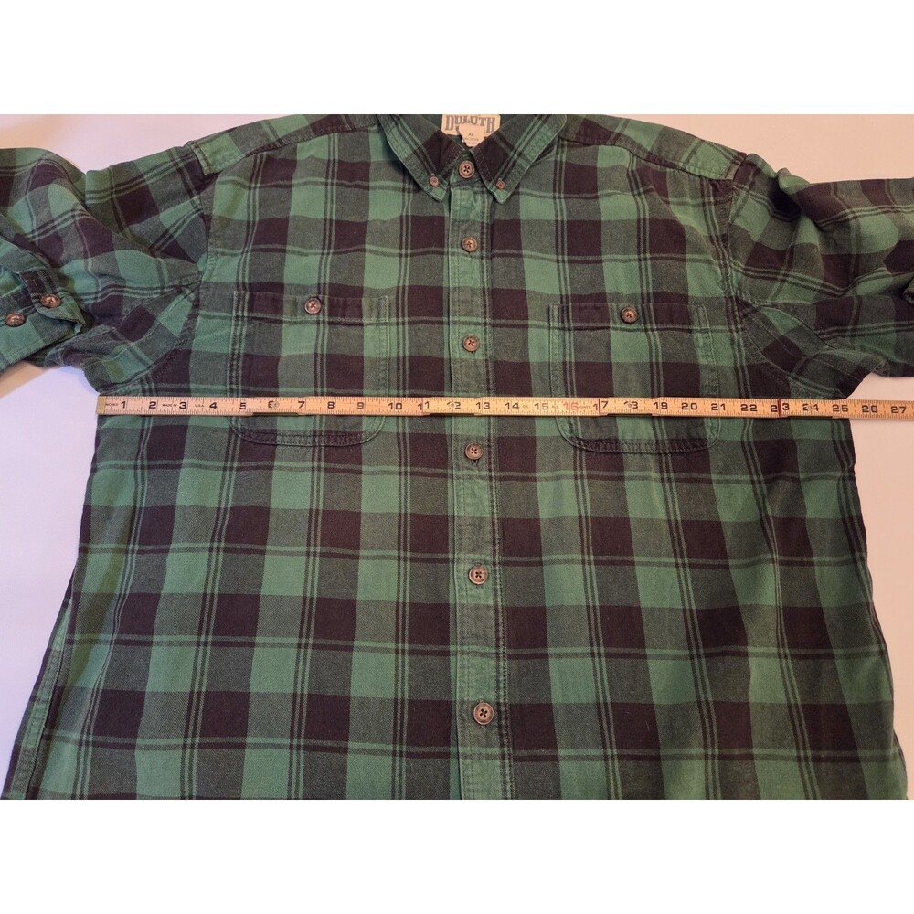 Duluth Trading Co Flannel Shirt Men’s XL Green Plaid Button Down Heavy Cotton - Picture 6 of 7
